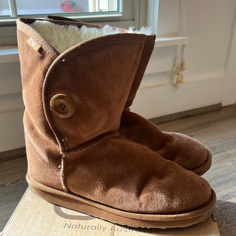 Emu Tan Winter Boots with Button Detail